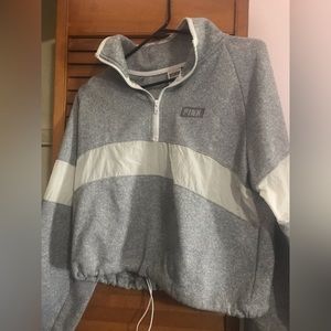 Grey and white Pink cropped sweatshirt